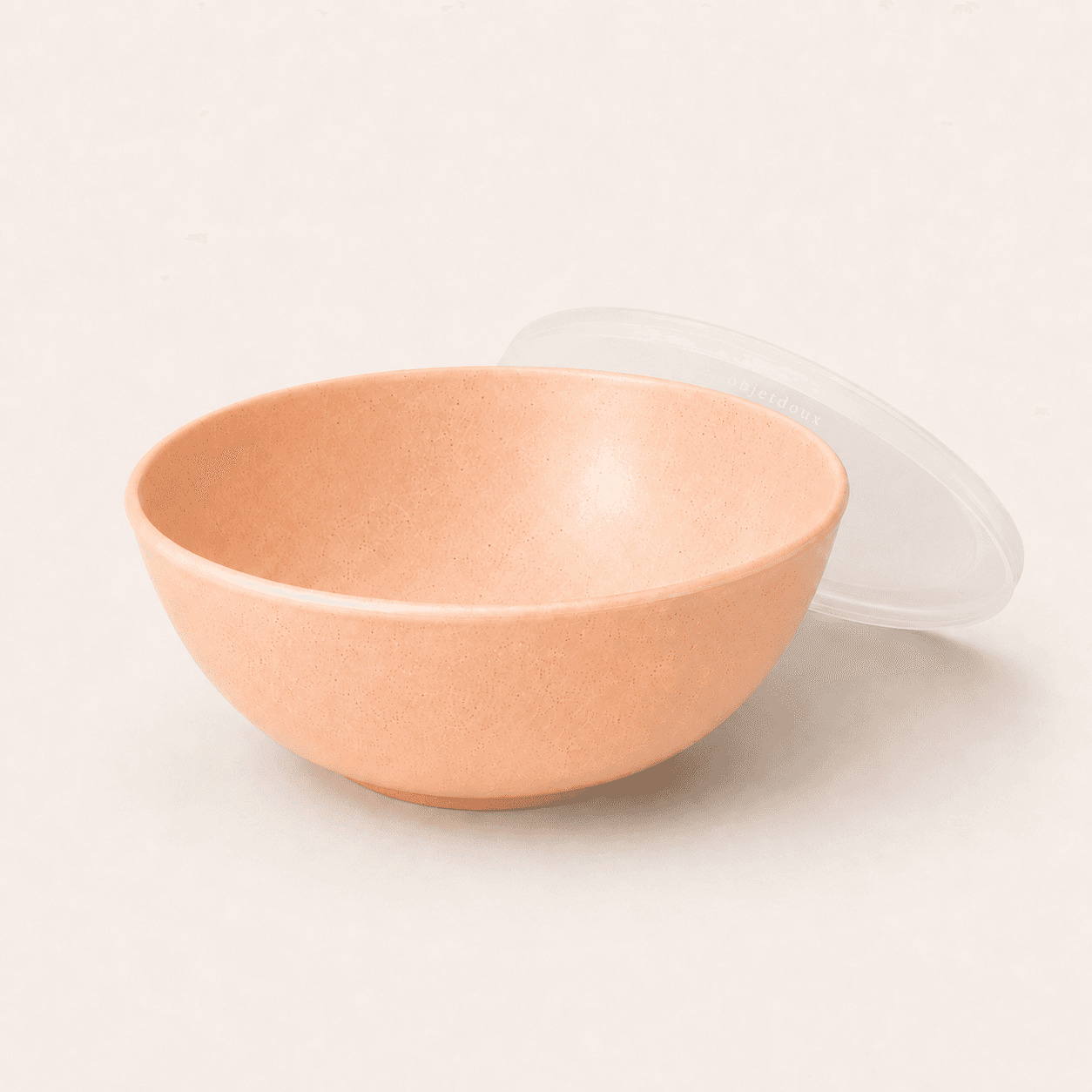 피치 베이지 컬러 세라믹 볼과 반투명 실리콘 뚜껑